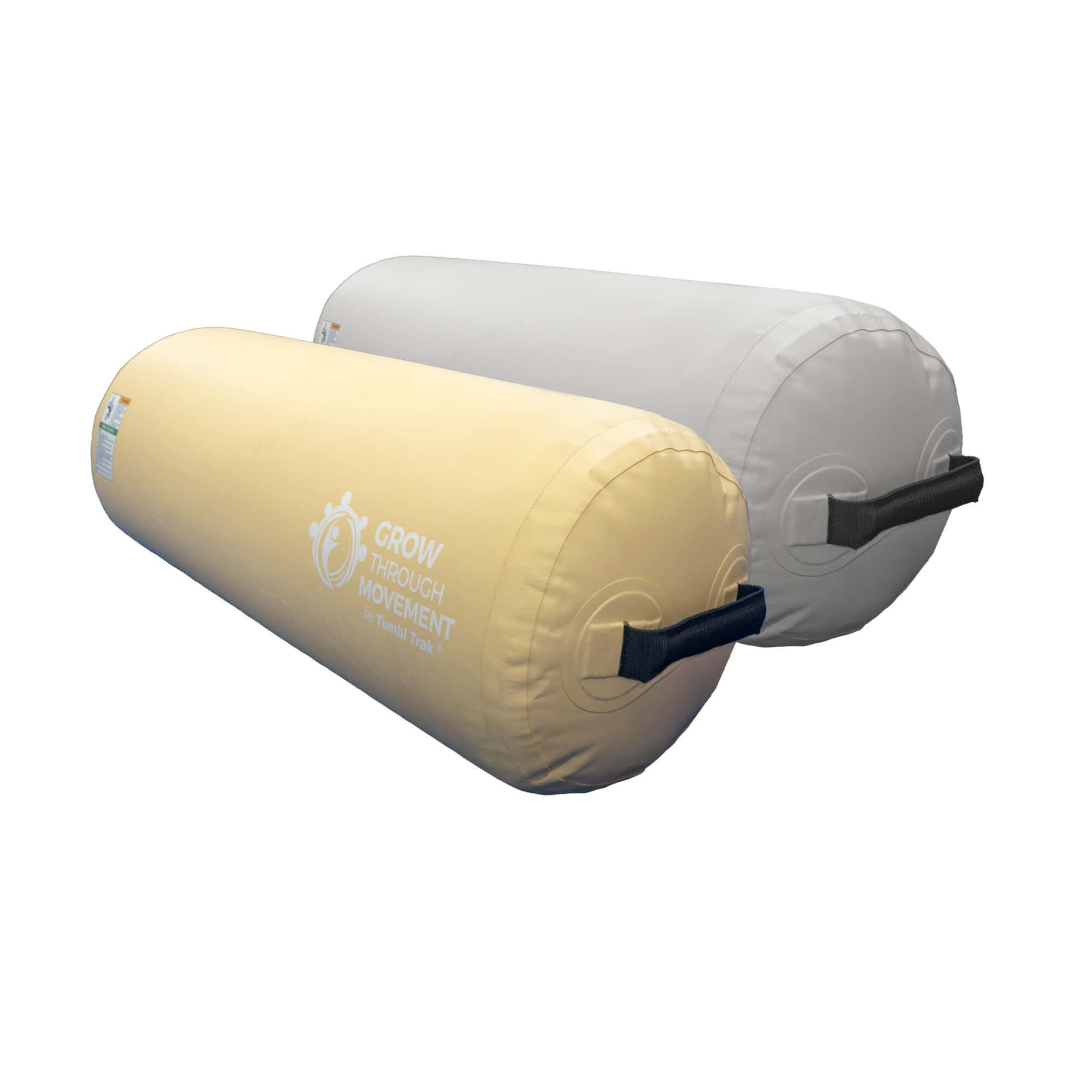 A photo of two Air Bolster Minis. One is colored beige, the other light gray.